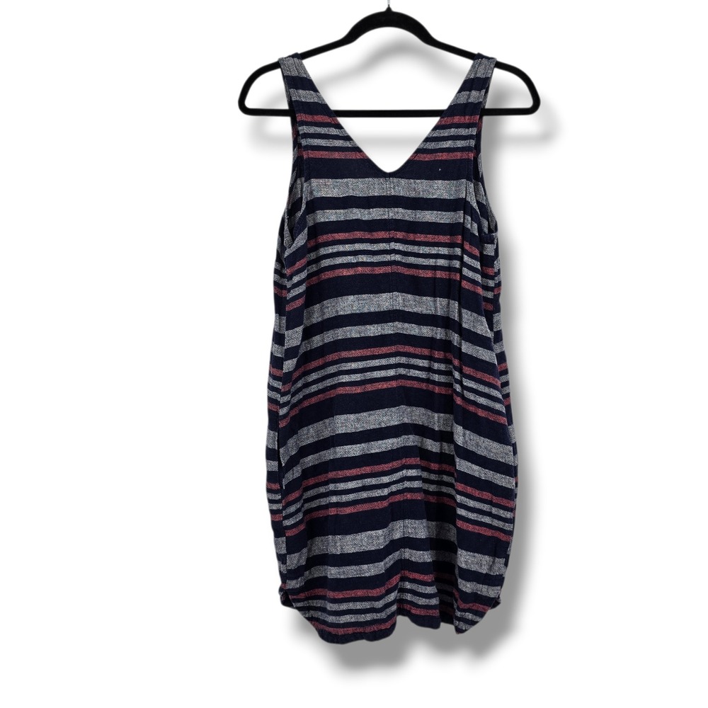 Old Navy Petite Medium Striped Linen Blend V-Neck Shift Tank Dress with Pockets‎
